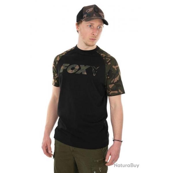 T Shirt Raglan Noir Camo FOX