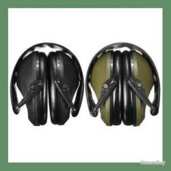 CASQUE ANTIBRUIT CHASSE TIR CHANTIER - COULEUR NOIR OU KAKI - SNR 21 - LIVRAISON GRATUITE