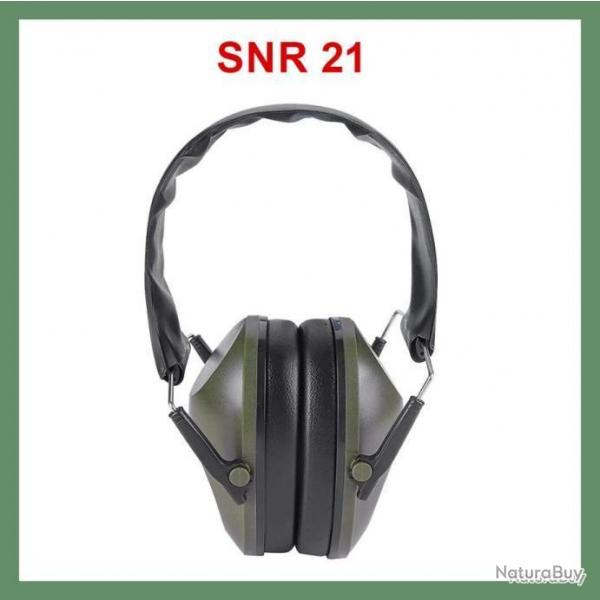 CASQUE ANTI-BRUIT CHASSE TIR CHANTIER - COULEUR KAKI - SNR 21 - LIVRAISON GRATUITE