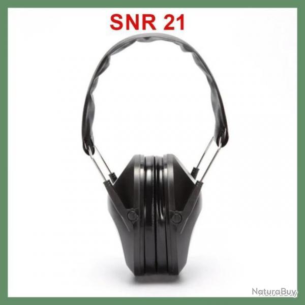 CASQUE ANTIBRUIT CHASSE TIR CHANTIER  - SNR 21 - NOIR - LIVRAISON GRATUITE