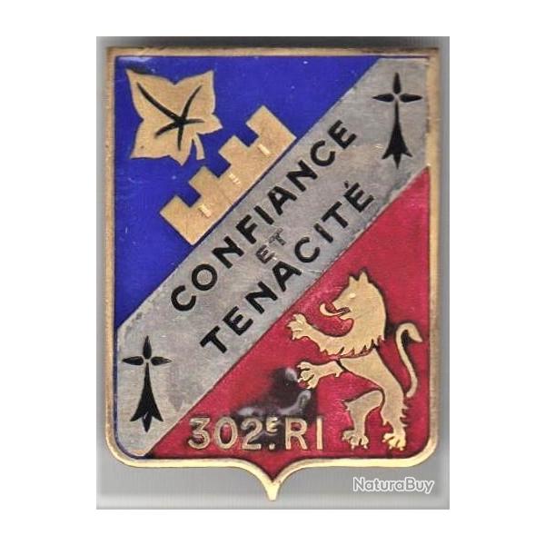 302 RI. 302 Rgiment d'Infanterie. "Confiance et Tnacit". mail grand feu. SM.