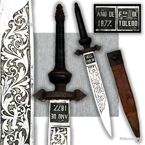 RARISSIME '' DAGUE DE LUXE ESPAGNOLE '' TOLEDO 1877, PAS SABRE, ESPAGNE, XIX, ORIGINAL