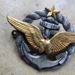médaille Insigne Brevet de Pilote Aéronavale dos guilloc ailes matricées aviation Drago Paris Marine