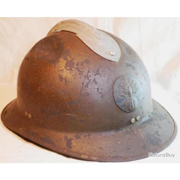 Casque Adrian mle 26 infanterie avec insigne rondache - complet  - WWII ref b