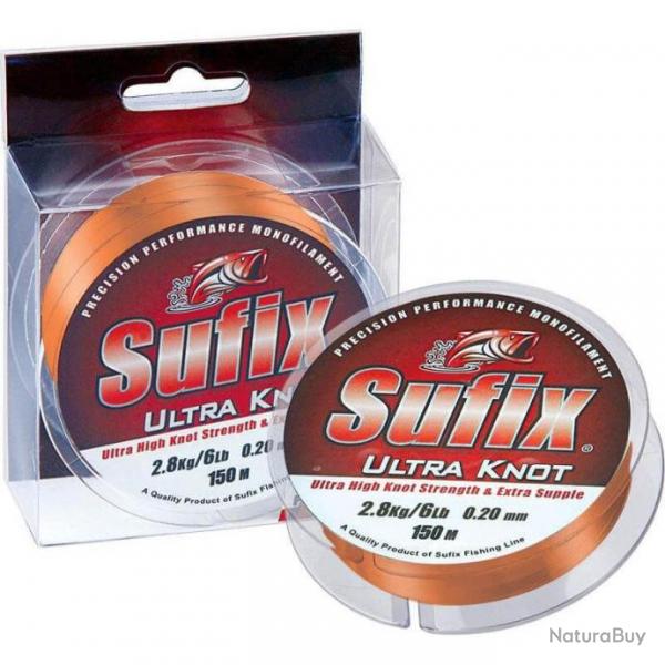 Fil nylon Ultra Knot Neon Yellow Orange 150m - SUFIX  0,14mm