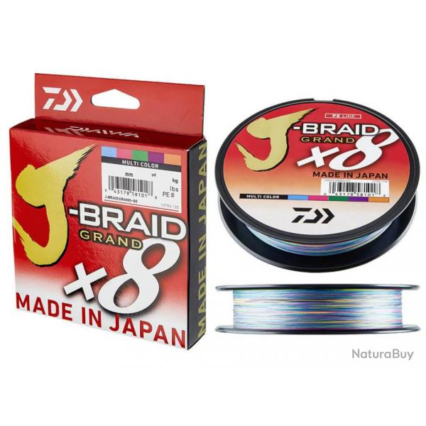 Tresse J-BRAID GRAND X8 Multicolore 150 m - DAIWA  0,10mm