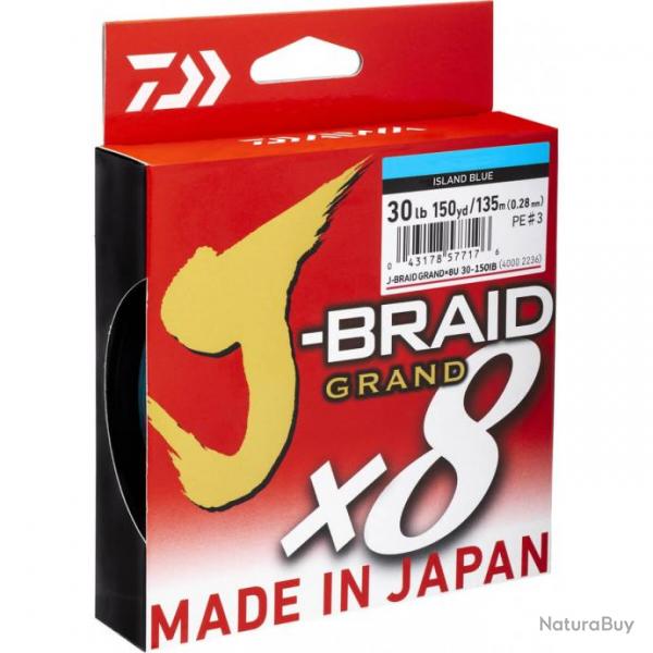 Tresse J-BRAID GRAND X8 Bleu 135 m - DAIWA  0,10mm