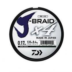 Tresse J-BRAID X4 Vert foncé 135 m - DAIWA Ø 0,13mm