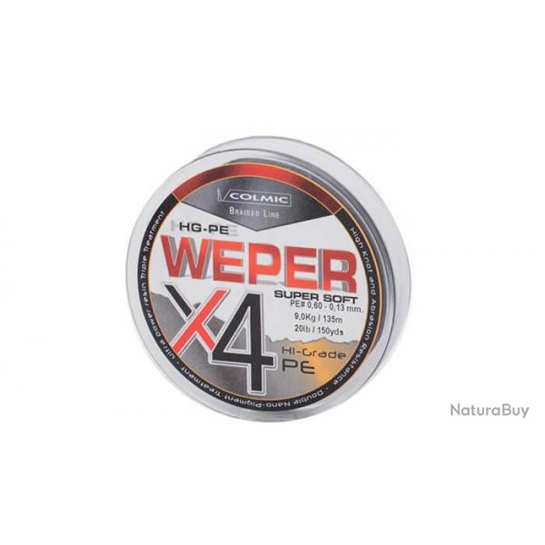 Tresse Weper X4 gris 135m - COLMIC  0,10mm