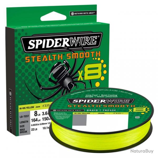 Tresse Stealth Smooth 8 Hi-Vis Yellow - SPIDERWIRE 0.13mm - 150m