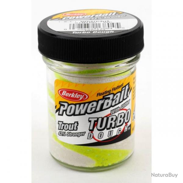 Appt PowerBait Glitter Turbo Dough - BERKLEY White Chartreuse