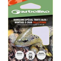 Hameçons montés Spécial Truite Bleu / Montage à cran collé vernis - GARBOLINO N°8 - Ø 0,18mm