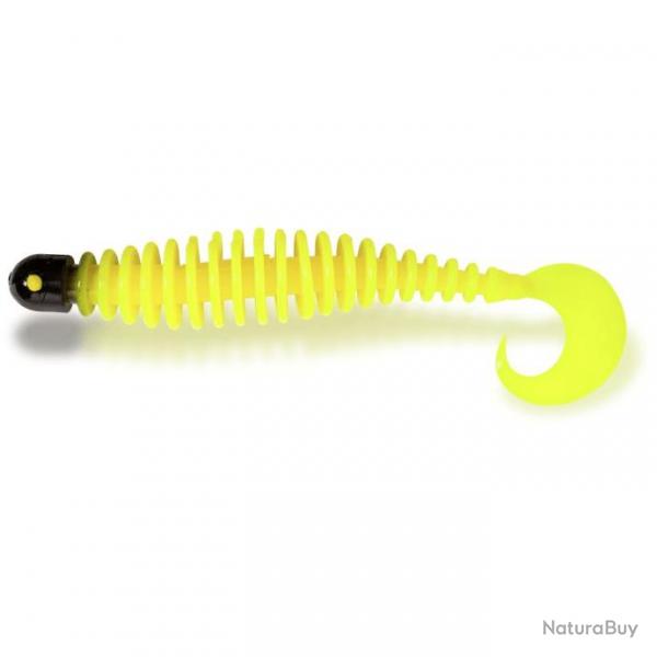 Leurre Curly Worm - Black Cat Yellow Zombie