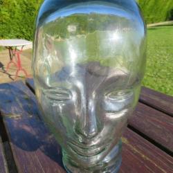 Sculpture de tête décorative en verre transparent en forme de mannequin, Allemagne (Vers 1960-70)