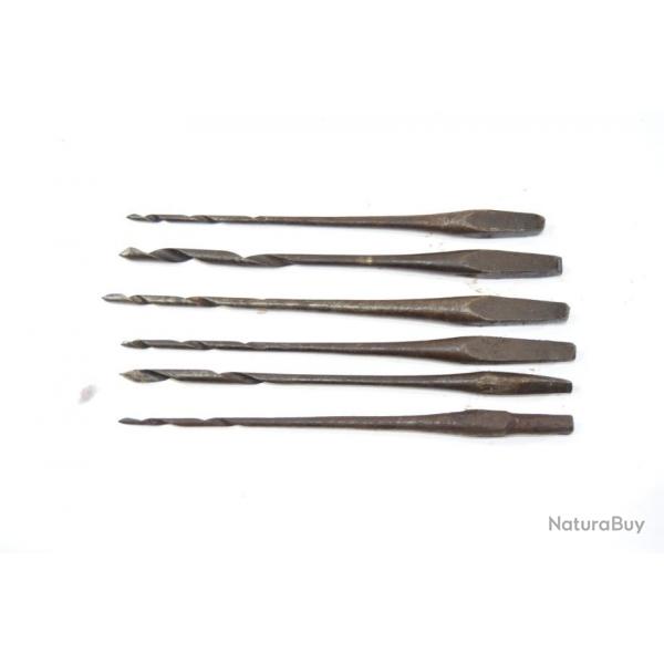 Lot anciennes mches meche pour perceuse  main, drill, mches  bois vintage bricolage outils