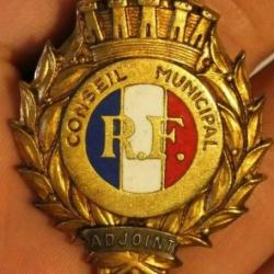 INSIGNE DE FONCTION MAIRE ADJOINT CONSEIL MUNICIPAL 1965