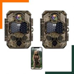 Lot de 2 - Caméra de chasse 4KUHD 32MP Wifi - IP66 - 2 X SD32go - Camouflage - Livraison gratuite