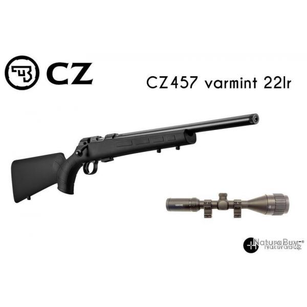 Pack carabine CZ 457 Varmint Synthtique .22 LR + Hawke 4-16x50 + Bipied + Cibles et 4 botes Geco.