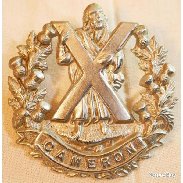 DDAY44 - authentique CAP BADGE BRITANNIQUE Queens Own Cameron Highlanders Regiment NORMANDIE 1944