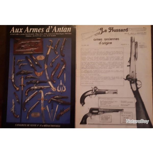 Catalogues aux armes  d'antan de fevrier 1998 et catalogue hussard  de mars 1985 bon tat avec prix