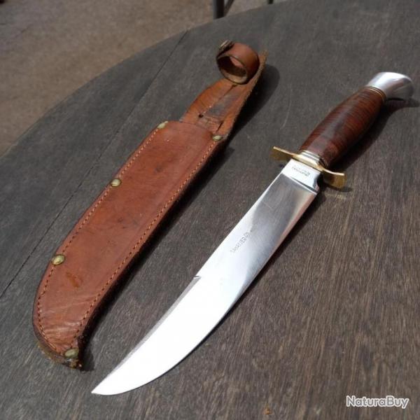 Trs Grand Couteau SABATIER 30 cm Manche en Cuir avec tui en cuir