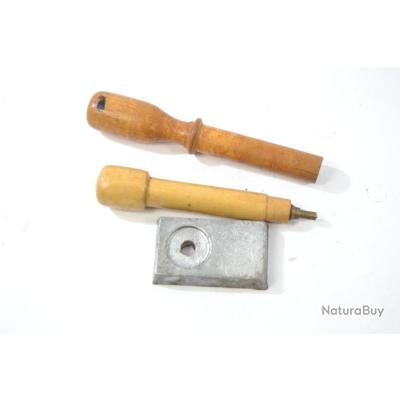 Lot D’Outils Anciens – Pour Fabrication De Cartouches De Chasse – Occasion, Bon État