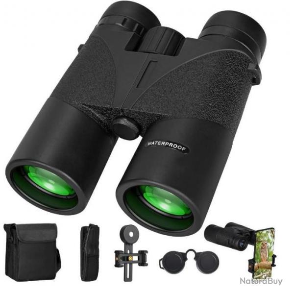 Jumelles 10x42 FMC Adaptateur Tlphone Prisme BAK4 tanches Chasse Observation des Oiseaux Voyage