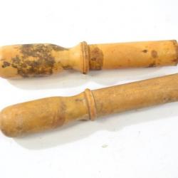 Anciens bourroirs calibre 12 pour le rechargement des cartouches de chasse, bois buis vintage