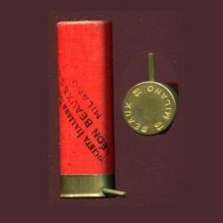 Cal. 16 à broche - BEAUX MILANO -  tube carton rouge - chargée  à plombs de 4 ou de 7 ou à balle