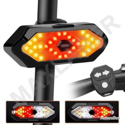Feu Arrière Clignotant LED Pour Vélo - Sans Fil, Télécommande, Recharge USB, Jaune