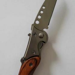 couteau de poche pliant 8cm acier/bois couleur inox