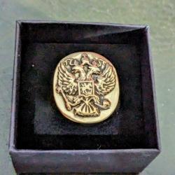 grosse Bague Chevalière Bronze laiton Sceau Blason Russe Russie armoiries urss
