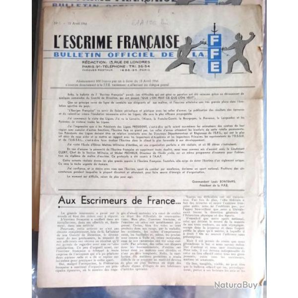 1946 a 1949. L'escrime franaise. Revues illustres du monde des armes.L'Escrime et le tir.