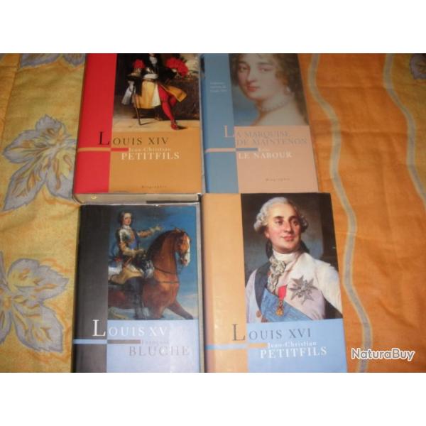 4 biographies : LOUIS XIV ,Madame de Maintenont, LOUIS XV et LOUIS XVI