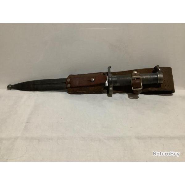 Baonnette Mauser sudoise M1896 avec fourreau et porte fourreau cuir