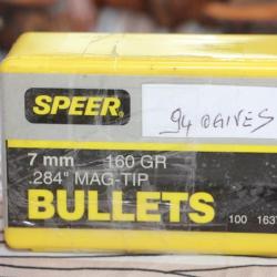 94 ogives SPEER N° 1637 7 mm 160gr MAG TIP 284