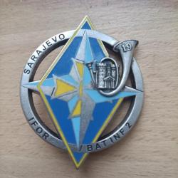 19° GC : insigne métallique du 19° groupe de chasseurs mécanisés de l'IFOR BATINF 2 Sarajevo de fabr