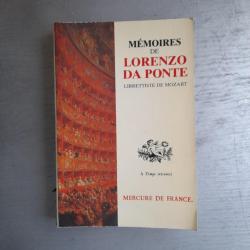 Mémoires de Lorenzo Da Ponte librettiste de Mozart