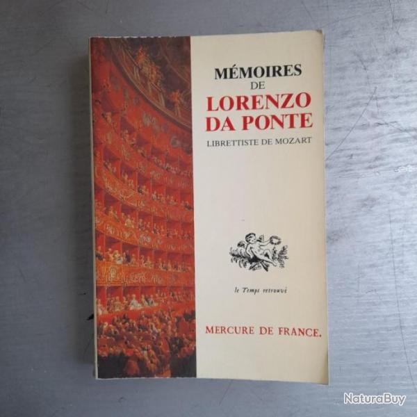 Mmoires de Lorenzo Da Ponte librettiste de Mozart