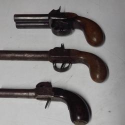 3 Pistolet à Percution Poudre Noir pour Collectionneur