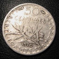 50 centimes semeuse argent de 1910 tb