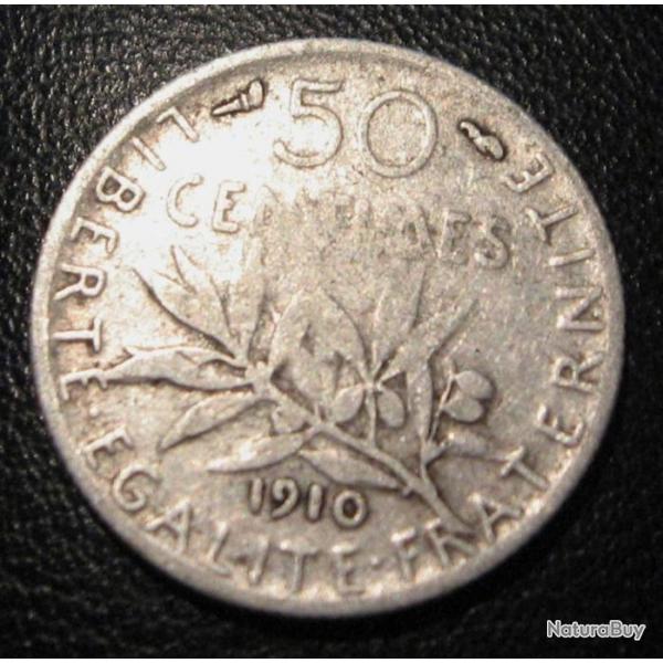 50 centimes semeuse argent de 1910 tb