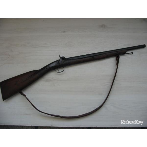 Fusil a un canon a percussion poudre noire.