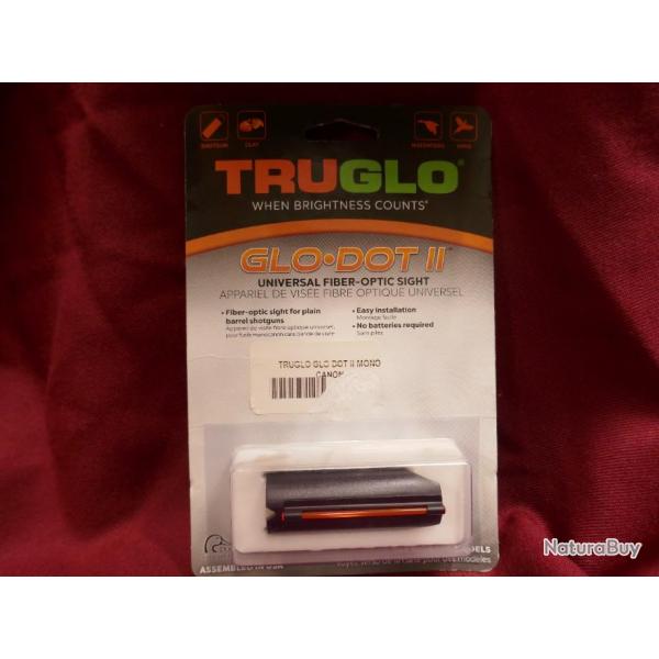 guidon fluo rouge TRUGLO GLO DOT clipsable sur canon de fusil de chasse