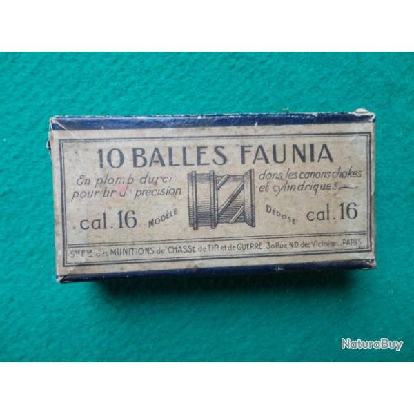 Ancienne et rare boite de balles "Faunia" cal. 16.