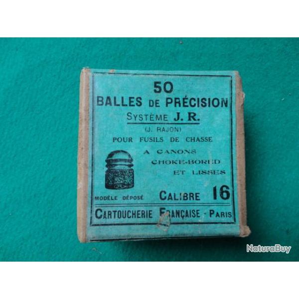 Ancienne boite de balles "JR" cal. 16.