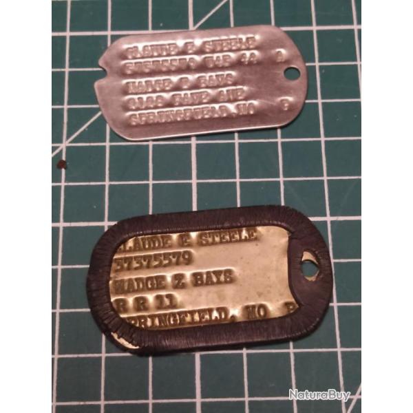 PLAQUES MATRICULES US DOG TAGS WW2 CLASSE 1943.44