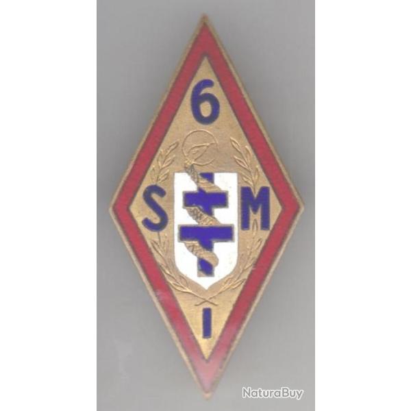 6 SIM. 6 Section d'Infirmiers Militaires. Type losange. mail grand feu. SM.