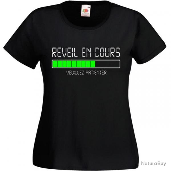 T-SHIRT FEMME - REVEIL EN COURS  VEUILLEZ PATIENTER -  Humour Cadeau Nol anniversaire Fte Mres