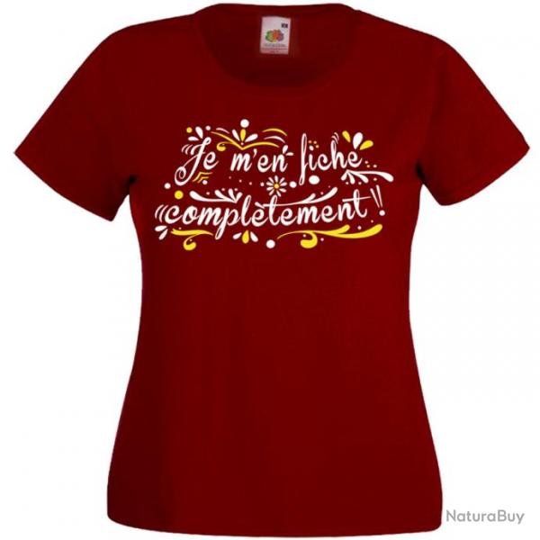 T-SHIRT FEMME Humour  JE M'EN FICHE COMPLTEMENT  Drle Ide cadeau Nol anniversaire Fte des Mres